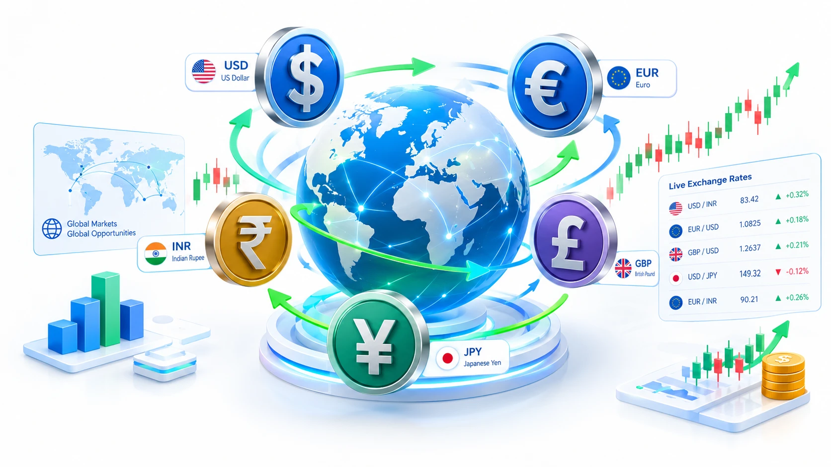 chart explaining how currency exchange rates work in global forex trading